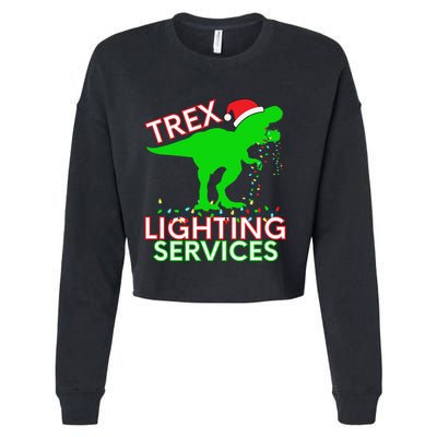 T Rex Dinosaur Christmas Lighting Tree Rex Gift Cropped Pullover Crew