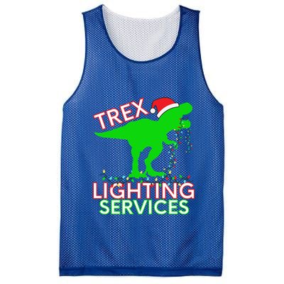 T Rex Dinosaur Christmas Lighting Tree Rex Gift Mesh Reversible Basketball Jersey Tank