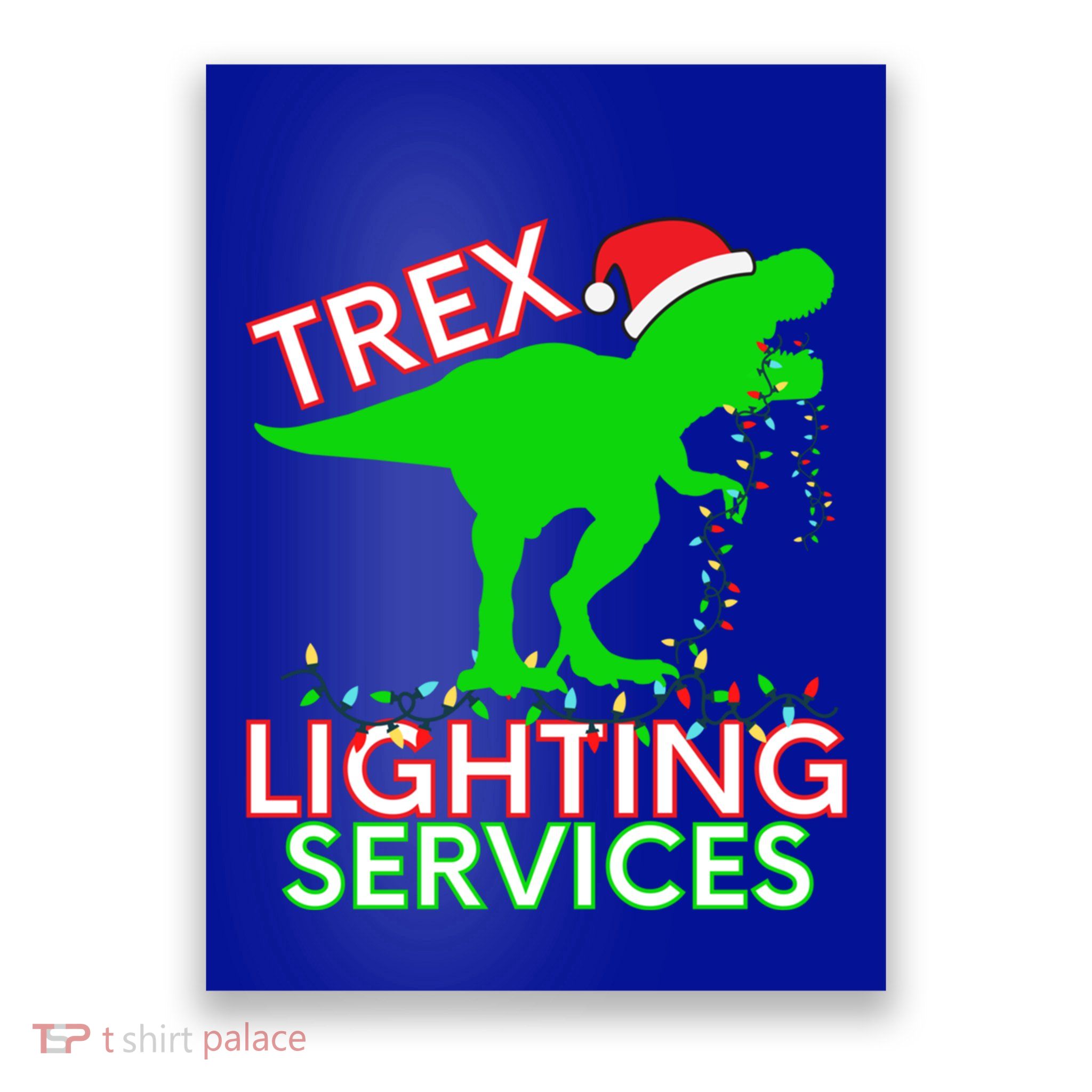T Rex Dinosaur Christmas Lighting Tree Rex Gift Poster