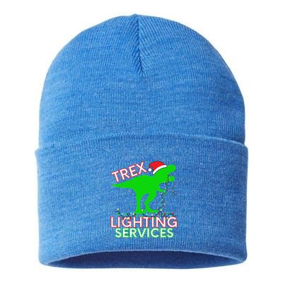 T Rex Dinosaur Christmas Lighting Tree Rex Gift Sustainable Knit Beanie