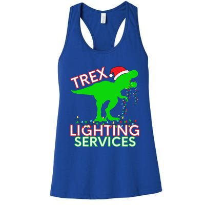 T Rex Dinosaur Christmas Lighting Tree Rex Gift Women's Racerback Tank