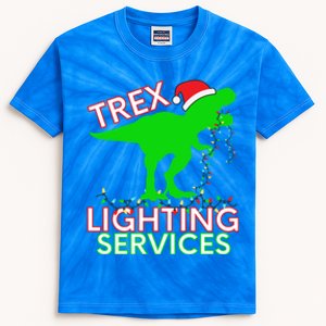 T Rex Dinosaur Christmas Lighting Tree Rex Gift Kids Tie-Dye T-Shirt