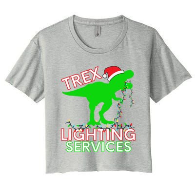 T Rex Dinosaur Christmas Lighting Tree Rex Gift Women's Crop Top Tee