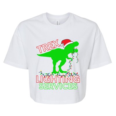 T Rex Dinosaur Christmas Lighting Tree Rex Gift Bella+Canvas Jersey Crop Tee