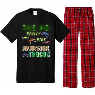 This Really Digs Monster Trucks Cute Gift Pajama Set