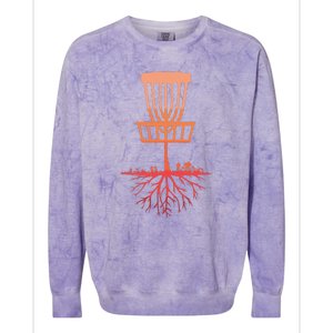 Tree Roots Disc Golf Basket Disc Golfing Frisbee Disc Golf Colorblast Crewneck Sweatshirt