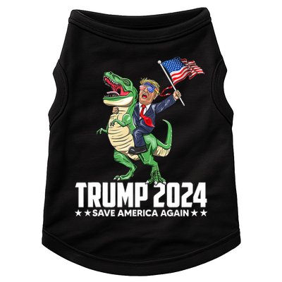 Trump Riding Dinosaur Save America Again Doggie Tank