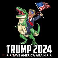 Trump Riding Dinosaur Save America Again Sustainable Bucket Hat