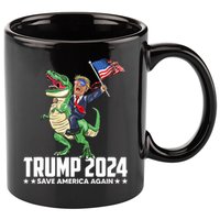 Trump Riding Dinosaur Save America Again 11oz C Handle Ceramic Mug