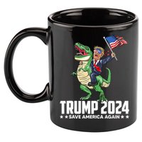 Trump Riding Dinosaur Save America Again 11oz C Handle Ceramic Mug