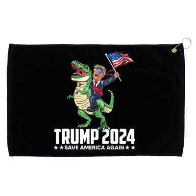 Trump Riding Dinosaur Save America Again Grommeted Golf Towel