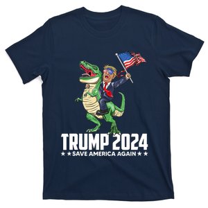 Trump Riding Dinosaur Save America Again T-Shirt