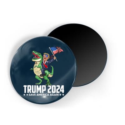 Trump Riding Dinosaur Save America Again Magnet