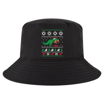 T Rex Eating Reindeer Funny Dinosaur Christmas Ugly Gift Cool Comfort Performance Bucket Hat