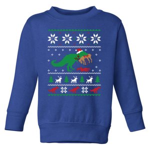 T Rex Eating Reindeer Funny Dinosaur Christmas Ugly Gift Toddler Sweatshirt