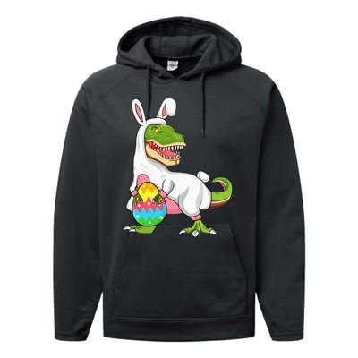 T Rex Easter Bunny Funny Dinosaur Basket Stuffers Performance Fleece Hoodie