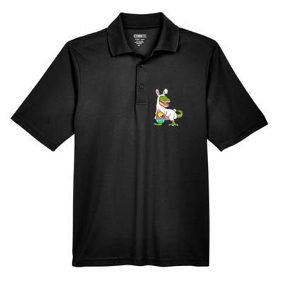 T Rex Easter Bunny Funny Dinosaur Basket Stuffers Men's Origin Performance Pique Polo