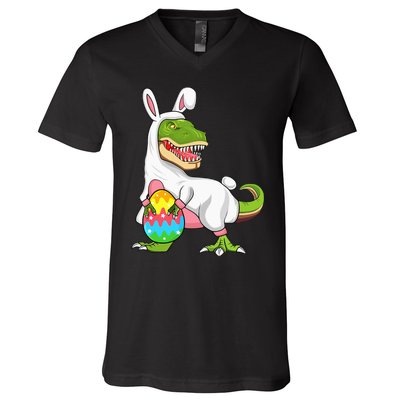 T Rex Easter Bunny Funny Dinosaur Basket Stuffers V-Neck T-Shirt