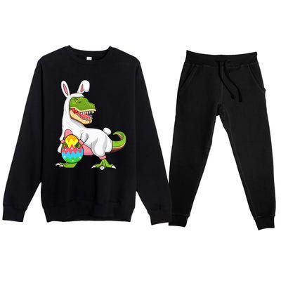 T Rex Easter Bunny Funny Dinosaur Basket Stuffers Premium Crewneck Sweatsuit Set