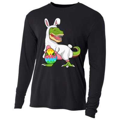 T Rex Easter Bunny Funny Dinosaur Basket Stuffers Cooling Performance Long Sleeve Crew