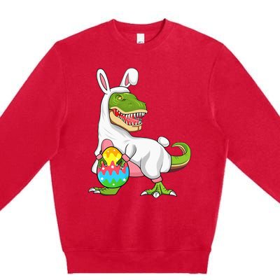 T Rex Easter Bunny Funny Dinosaur Basket Stuffers Premium Crewneck Sweatshirt