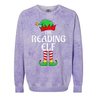 The Reading Elf Xmas Matching Christmas Family Pajama Colorblast Crewneck Sweatshirt