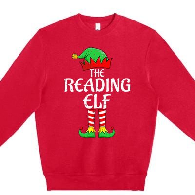 The Reading Elf Xmas Matching Christmas Family Pajama Premium Crewneck Sweatshirt