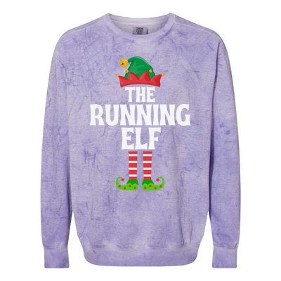 The Running Elf Funny Matching Family Group Christmas Gift Colorblast Crewneck Sweatshirt