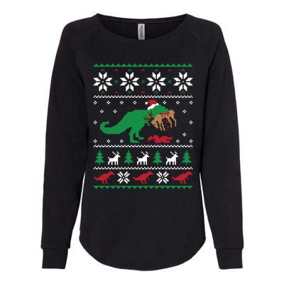 T Rex Eating Reindeer Funny Dinosaur Christmas Ugly Gift Womens California Wash Sweatshirt