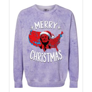 Trump Red Election Map Merry Christmas Trump Winner 2024 Colorblast Crewneck Sweatshirt