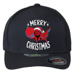 Trump Red Election Map Merry Christmas Trump Winner 2024 Flexfit Unipanel Trucker Cap