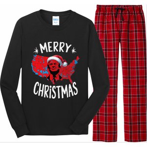 Trump Red Election Map Merry Christmas Trump Winner 2024 Long Sleeve Pajama Set