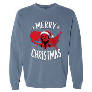 Trump Red Election Map Merry Christmas Trump Winner 2024 Garment-Dyed Sweatshirt