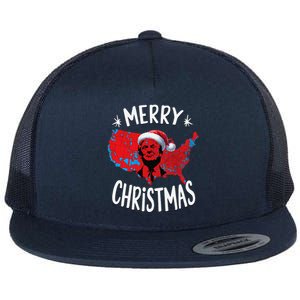 Trump Red Election Map Merry Christmas Trump Winner 2024 Flat Bill Trucker Hat