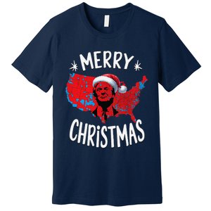 Trump Red Election Map Merry Christmas Trump Winner 2024 Premium T-Shirt