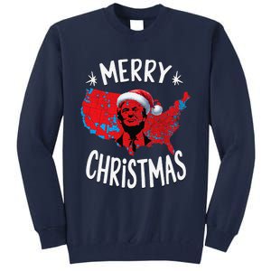 Trump Red Election Map Merry Christmas Trump Winner 2024 Tall Sweatshirt