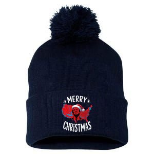 Trump Red Election Map Merry Christmas Trump Winner 2024 Pom Pom 12in Knit Beanie