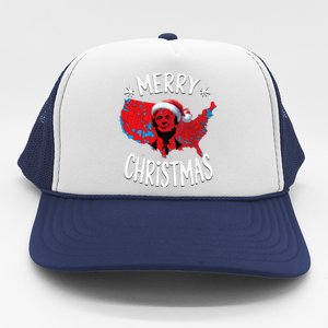 Trump Red Election Map Merry Christmas Trump Winner 2024 Trucker Hat