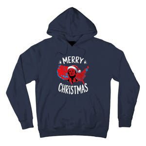 Trump Red Election Map Merry Christmas Trump Winner 2024 Tall Hoodie