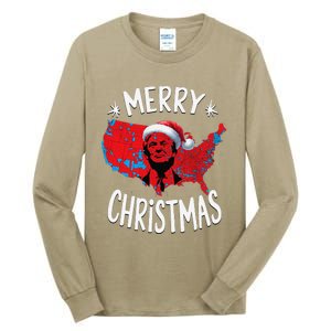 Trump Red Election Map Merry Christmas Trump Winner 2024 Tall Long Sleeve T-Shirt