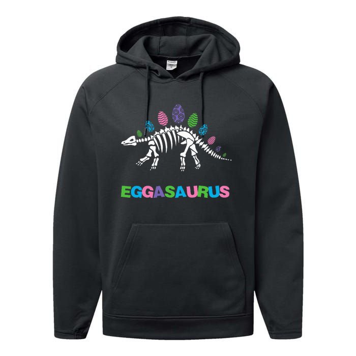 T Rex Eggasaurus Easter Day Skeleton Stegosaurus Dinosaur Performance Fleece Hoodie