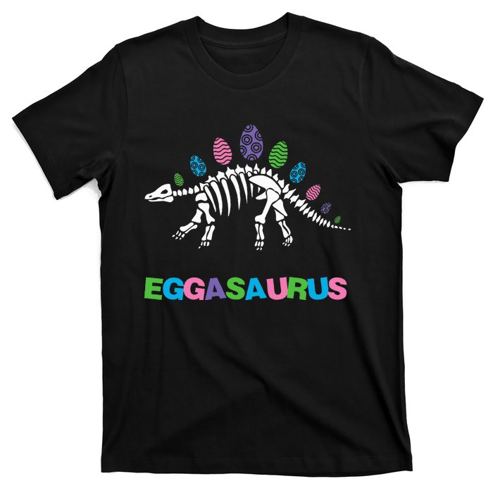 T Rex Eggasaurus Easter Day Skeleton Stegosaurus Dinosaur T-Shirt