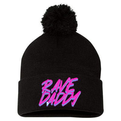 Techno Rave Edm Rave Daddy Pom Pom 12in Knit Beanie