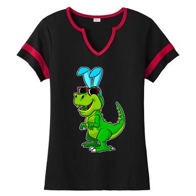 T Rex Easter Bunny Funny Dinosaur Basket Stuffers Ladies Halftime Notch Neck Tee