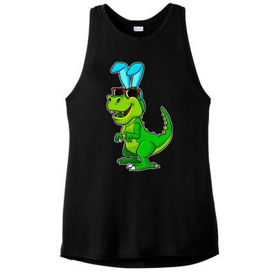 T Rex Easter Bunny Funny Dinosaur Basket Stuffers Ladies PosiCharge Tri-Blend Wicking Tank