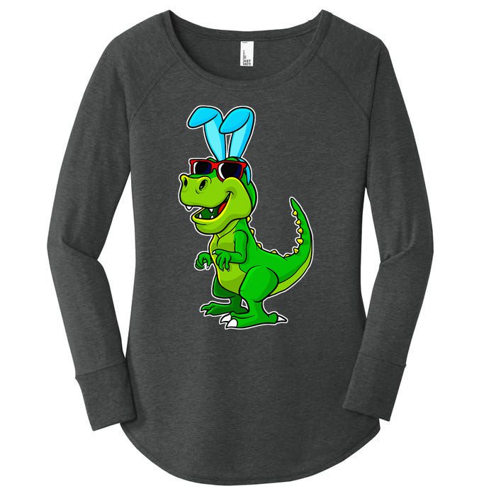 T Rex Easter Bunny Funny Dinosaur Basket Stuffers Women's Perfect Tri Tunic Long Sleeve Shirt