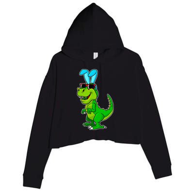 T Rex Easter Bunny Funny Dinosaur Basket Stuffers Crop Fleece Hoodie