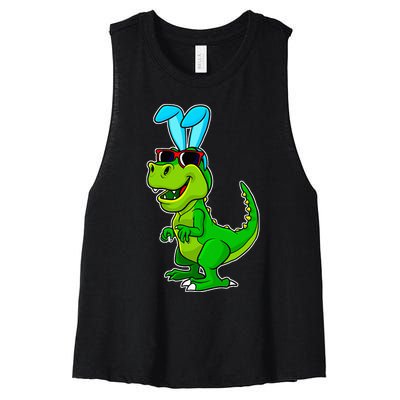 T Rex Easter Bunny Funny Dinosaur Basket Stuffers Women's Racerback Cropped Tank