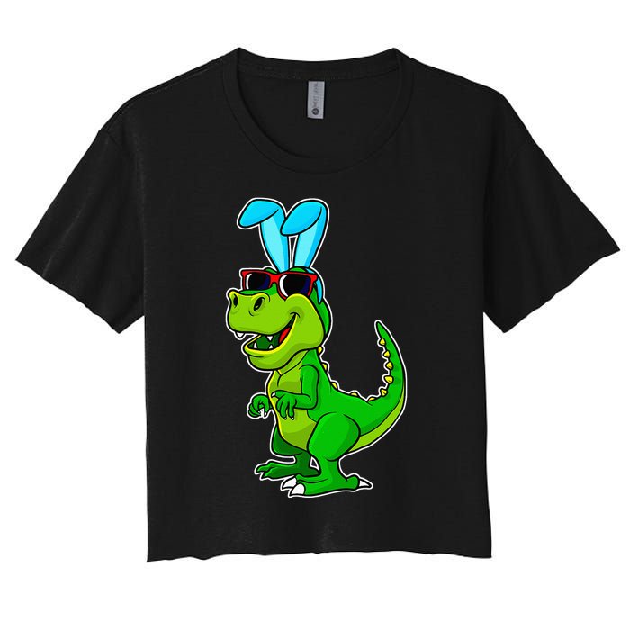 T Rex Easter Bunny Funny Dinosaur Basket Stuffers Women's Crop Top Tee