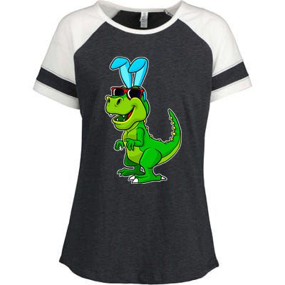 T Rex Easter Bunny Funny Dinosaur Basket Stuffers Enza Ladies Jersey Colorblock Tee